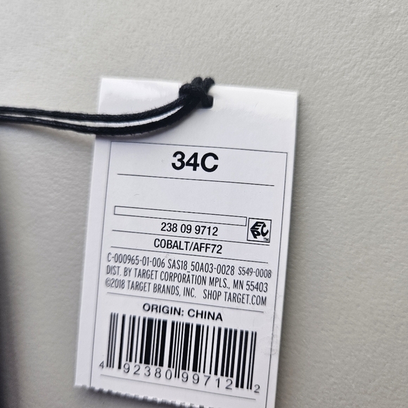 NWT Shade And Shore Women's Swim Bikini Top Size 34C Cobalt Blue Tie Back - Picture 4 of 6